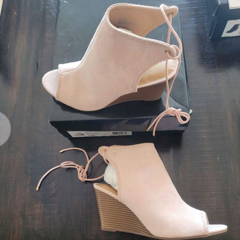 Blush Suede Wedges